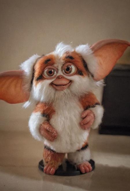 A Gremlin Daffy Mogwai of the movie Gremlins 2,  amazing quality, masterpiece, best quality, hyper detailed, ultra detailed, UHD, perfect anatomy, portrait, dof, hyper-realism, majestic, awesome, inspiring, - a fluffy cute (xdaffyx:1.0) ,  cinematic composition, soft shadows, national geographic style,