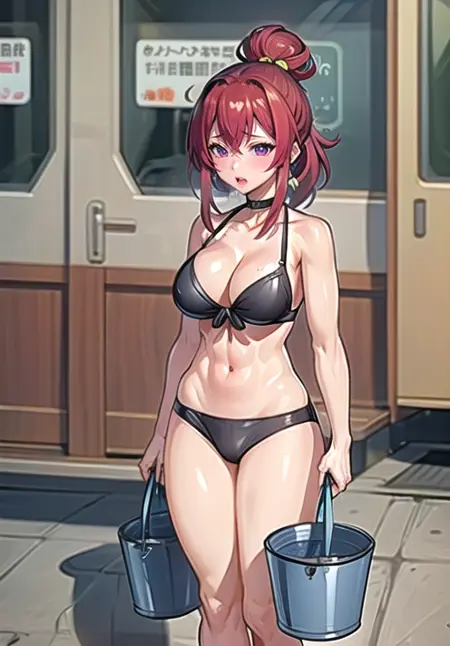 Punishment standing with bucket