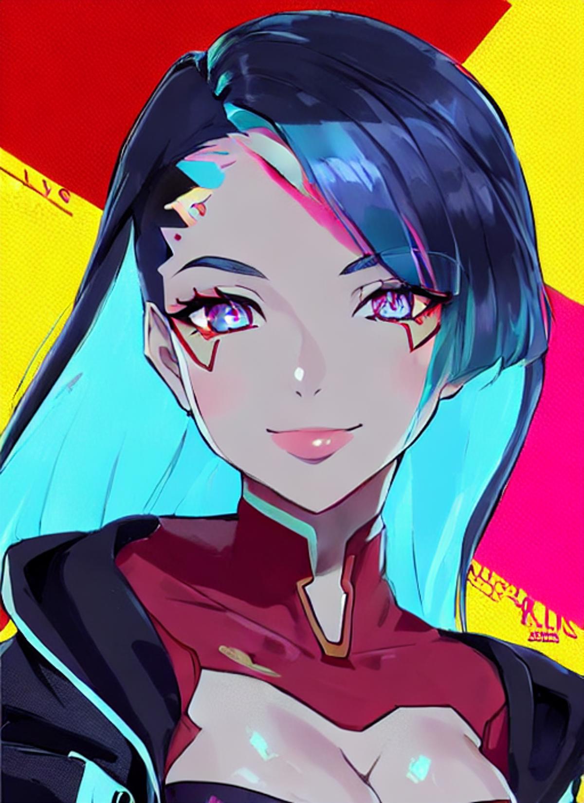 A beautiful painting of a cyberpunk anime girl with, Stable Diffusion