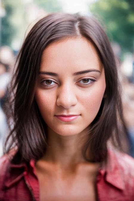 A stunning intricate full color portrait of  a woman,wearing a crowded street, spectators, shy, epic character composition,by ilya kuvshinov, alessio albi, nina masic,sharp focus, natural lighting, subsurface scattering, f2, 35mm, film grain <lora:ShrimaMalati:1>