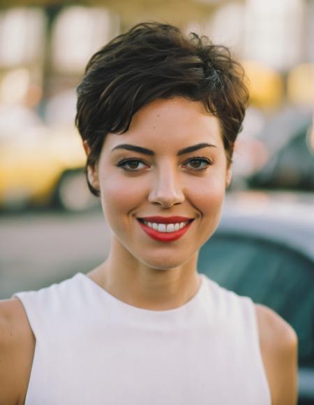 an exquisite portrait photograph, 85mm medium format photo of  (ohwx woman)  <lora:aubrey_lora_sdxl_v1-000008:1>  with a classic haircut