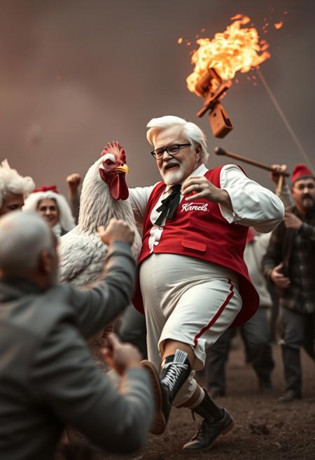Colonel Sanders giant chicken fight