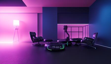 A masterclass,cyberpunk,dim,metal,Science fiction,Interior design,Absurd design,Interior space,<lora:bokk_1:0.7>,8k,octane render,ultra high res,ultra-detailed,professional lighting,photon mapping,radiosity,physically-based rendering,ue5,((neon lights)),((cyberpunk)),hdr,mecha,no humans, indoors, food