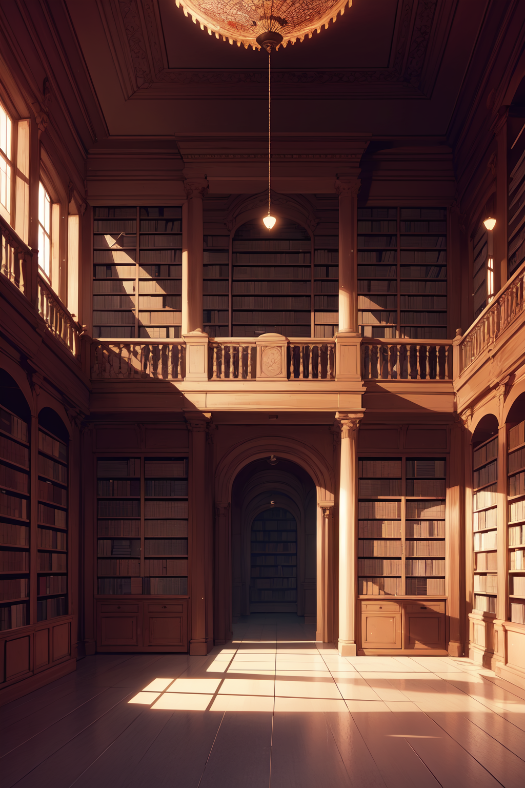 indoors, ancient, ancient library, ruins, bricks, books, spider web, dust, light particles, columns,