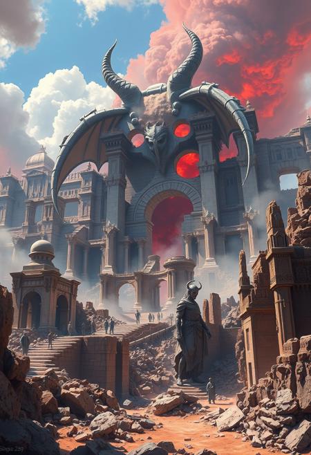 I also stood in Satan’s bosom & beheld its desolatons:
A ruin’d Man, a ruin’d building of God not made with hands;
Its plains of burning sand, its mountains of marble terrible;
Its pits & declivities flowing with molten ore & fountains
Of pitch & nitre; its ruin’d palaces & cities & mighty works;
Its furnaces of affliction, in which his Angels & Emanations
Labour with blacken’d visages among its stupendous ruins,
Arches & pyramids & porches, colonnades & domes,
In which dwells Mystery, Babylon; here is her secret place;
From hence she comes forth on the Churches in delight;
Here is her Cup fill’d with its poisons, in these horrid vales,
And here her scarlet Veil woven in pestilence & war;
Here is Jerusalem bound in chains, in the Dens of Babylon.