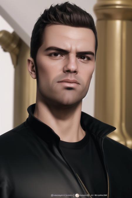 standing in front of a golden sculpture in a room with columns and columns, (Close-Up:1.3),
Standing at attention,
black jacket,green pants,black_tshirt,
<lora:Claude_Speed_GTA3-KK77-V1:0.7>,black_hair,
1 Man, 33yo,male,looking at viewer,(angry:1.0),
NSFW,official art,extremely detailed CG unity 8k wallpaper, perfect lighting,Colorful, Bright_Front_face_Lighting,
(masterpiece:1.0),(best_quality:1.0), ultra high res,4K,ultra-detailed,
photography, 8K, HDR, highres, absurdres:1.2, Kodak portra 400, film grain, blurry background, bokeh:1.2, lens flare, (vibrant_color:1.2) 
(Without_watermark:1.5)