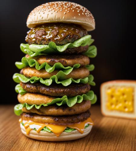 Retro game art best quality, ultra high res, (photorealistic:1.4), ultra-detailed,incredibly detailed, foil package, big mac, fried meat, wet lettuce, melting cheese, . 16-bit, vibrant colors, pixelated, nostalgic, charming, fun