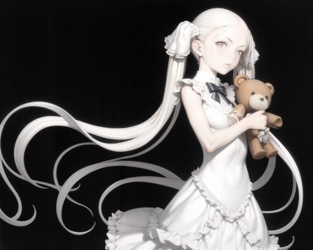 <lora:Claymore-NAI-LyCORIS-512px:0.85>
1girl, solo, holding teddybear, very long hair, twintails, frilly dress