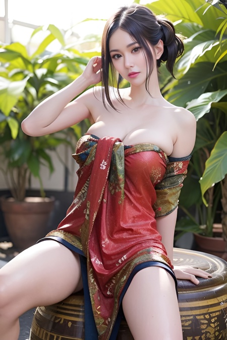 <lora:Thai_dress_sarong_and_loincloth-000006:0.6> Thai sarong