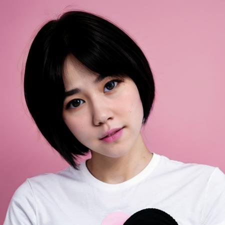 (kristen stewart: 0.4 ), (selena gomez: 0.5), (lisa blackpink: 0.5), (taylor swift: 0.2),  (gal gadot: 0.2  ), (korean: 0.3), (indonesian: 0.7),  young girl, pale skin, pink lips, black short hair, pink t shirt, 8 k resolution,  realistic, skin blemish, detailed skin <lora:polyhedron_new_skin_v1.1:0.5>