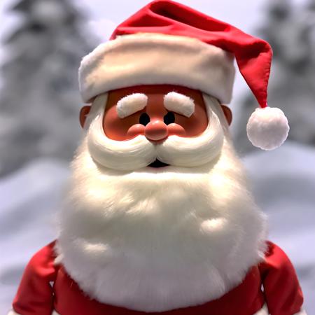 <lora:RankinBass v2:1>, RankinBass, masterpiece, best quality, close-up, portrait,  Santa next to Santa's big red sleigh, doll, plastic, miniature, beautiful, simple eyes, happy, open mouth, Christmas, snowing, snowflakes, (pixar style:0.3)