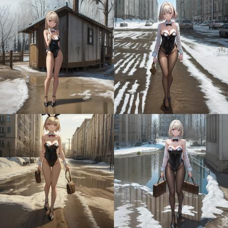 psta background<lora:psta_2-000017:0.7>, outdoors, russian city, real world, dirt, snow, (flooded road:0.1), mud, (intricate details:0.1),chisato,(Bunny_Girl:1.3), perfect eyes, whole body,illustration, masterpiece, best quality, ultra detailed,highly detailed,insanely detailed, hdr, 8k, creativity,design,aesthetics,visual,artistry,craftsmanship,style,technique,expression,imagination,talent <lora:bunnyGirlsLORA_bunnyGirls:0.7> <lora:chisatoMultiOutfit_multioutfit:0.9>