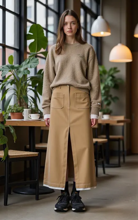 Frayed Lining H-line Stretch Skirt Flux lora