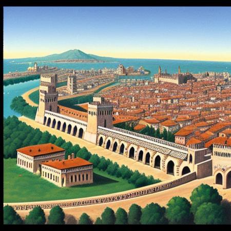 Constantinople with Theodosian Walls
