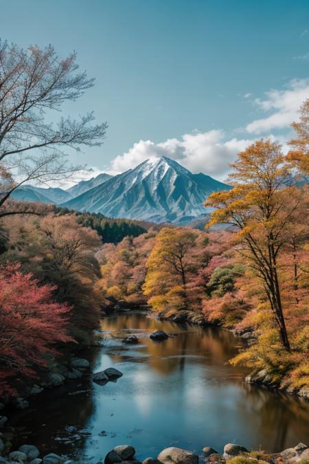 Japense landscape, detailed, RAW photo, subject, 8k uhd, dslr, soft lighting, high quality, film grain, Fujifilm XT3, contrast, colorful