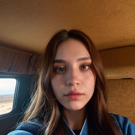 A selfie style photo of the last 25 year old woman from the last day of human kind on earth, extremely detailed, apocalypse, end of times
