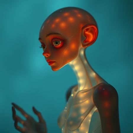 Masterpiece protozoa/humanoid, bioluminescence translucent  body, with no ears and no nose, 32k, 16k, 8k, masterpiece, cinematic art,