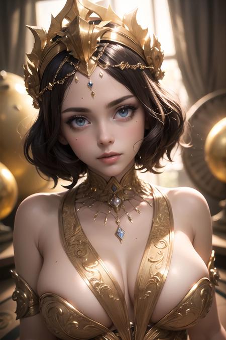 (masterpiece, best quality:1.2), 8k, insane details, intricate details, hyperdetailed, hyper quality, high detail, ultra detailed, professional, HDR, realistic, ray tracing reflection,
1girl, goddess, cinematic lighting, ornate, (glitter, sparkly golden:1.2), ornament, diamond,