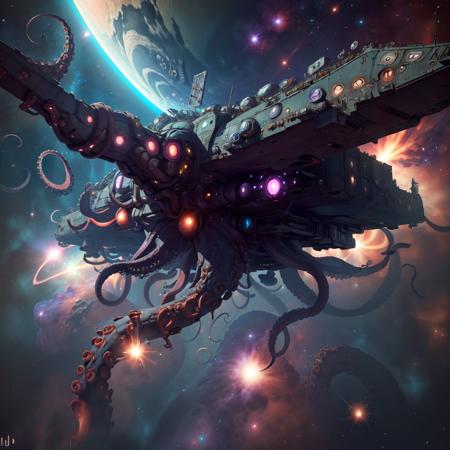 <lora:TentacleHorrorAI:.8> TentacleHorrorAI space station in space