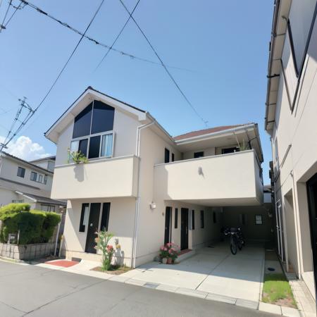 best quality, ultra-detailed, illustration,
jyutaku, japan, scenery, outdoors, sky, power lines, building, road, window, street, utility pole, bicycle, ground vehicle, blue sky, day, house, fence, city, motor vehicle, lamppost, cityscape, realistic, 
<lora:JAPAN_SCENERY_HOUSE_SD15_V1:1>