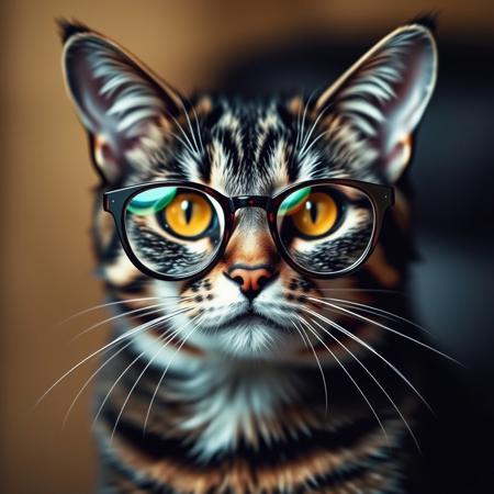 a stylish cat wearing glasses