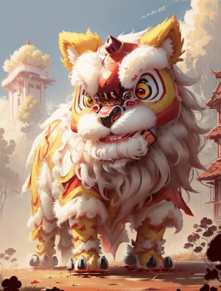 xingshi, lion costume, extra detailed, 8k, 4 legs,  outdoors, beautiful sky,  close up, high resolution,  <lora:xingshi-v1:1>, (Anime Scene, Toonshading, Satoshi Kon, Ken Sugimori, Hiromu Arakawa:1.2), (Anime Style, Manga Style:1.3), Low detail, sketch, concept art, line art, webtoon, manhua, hand drawn, defined lines, simple shades, minimalistic, High contrast, Linear compositions, Scalable artwork, Digital art, High Contrast Shadows, glow effects, humorous illustration, big depth of field, Masterpiece, colors, concept art, trending on artstation, Vivid colors, dramatic