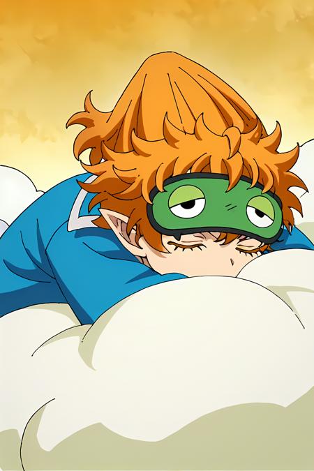 Agares Picero,orange hair, yellow eyes, pointy ears, Agares Picero,orange hair, sleep mask, pointy ears, pajama Cloud orange nail sleep mask sleep mask on head