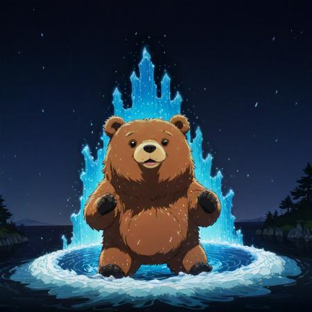 (stylized by Lauren Faust:0.8) and (theCHAMBA:0.9) and (Edogawa Ranpo:0.8) , anime key visual, concept art, intricate background, extreme wide shot of a Complementary Granular (Bear:1.3) , from inside of a Basic Ocean, Italian nature and water, Snowing, deep focus, Graphic novel, Amusing, Catholicpunk, Candle light, L USM, Mono Color, cosmic energy, moody, Pixabay, arthouse