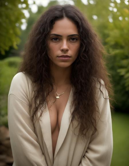 kkw-Latin woman in garden, long clothes, kkw-ph-1, kkw-ph-2