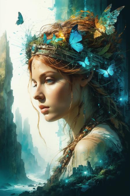 Lost Land of Ancient Advanced Civilization, A forgotten kingdom and mysterious ruins, cinematic lighting, secrets and forgotten knowledge. in the style of Carne Griffiths, ethereal, painterly, epic, majestic, magical, stunning, something that even doesn't exist, energy, molecular, textures, iridescent and luminescent scales, breathtaking beauty, pure perfection, divine presence, unforgettable, impressive, breathtaking beauty, Volumetric light, auras, rays, vivid colors reflects <lora:xl_more_art-full_v1:0.5>  <lora:add-detail-xl:1>