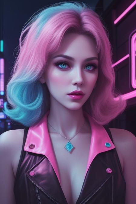 gorgeous neon diamond, pink, blue, neon, Synthwave,