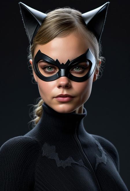 beautiful blonde model dressed as catwoman, film costume concept tests, stealth suit, knitted wool, home made, highly detailed portrait, digital painting, artstation, concept art, smooth, sharp focus illustration