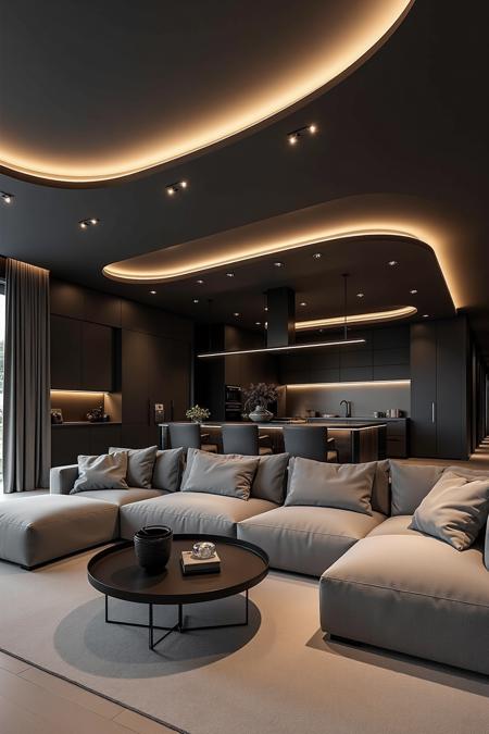 A_Dark-Toned Modern Interior_Living Room And Bedroom Design v1.0