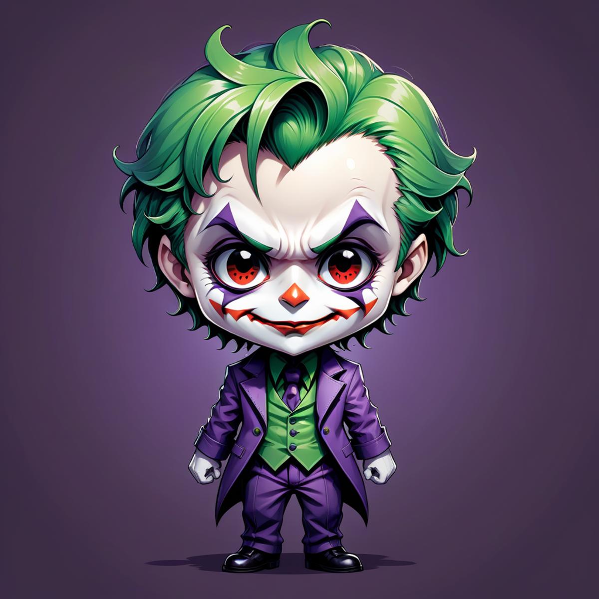 very cute chibi anime style illustration of the joker