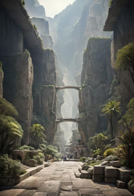 (POV view , DOF, first people view from the entrance, low angle shot:1.4), in In the desert oasis,
(Ancient civilization, Alien Prometheus movie scene, dune movie scene:1.5), (The colonial city of the future, in the mist-filled Grand Canyon, on an unknown Earth-like planet, 2 moon on sky, Spaceship flight connects colonies, waterfulls:1.3), (Machu Picchu, a mountain settlement, incredibly spectacular:1.2), (Mario Botta:1.3), (avant-garde, future, reality, science fiction, photorealistic), (modern architecture:1.2), White limestone and black granite, fountain, waterfall, landmark, square, path, narrow street,
(Large Files, Ultra Realistic, 8K, 16k, FHD, HD, VFX, Perfect, Photography, composition, Architecture Sales Photography, Architecture Competition, Ultra High Resolution, Cinematography, High Resolution Image:1.1), (dramatic lighting, direct sunlight, ray tracing, clear shadow:1.2),  (real landscape:1.1), (blurred background:1.0), (urban background, more_details) ,
extremely detailed, hillscastel, great lighting, Factory