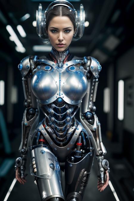 masterpiece, photo realistic, best quality, a raw photo of a steel cyborg girl, Classic headshot posebiomechanical, mshn robot, hyper realistic, intricate design, (insanely detailed:1.4), (extremely fine details:1.35), Extremely sharp lines, cinematic lighting, Photorealistic, a detailed masterpiece by Ralph McQuarrie,Agnes Cecile <lora:mshn:0.7>