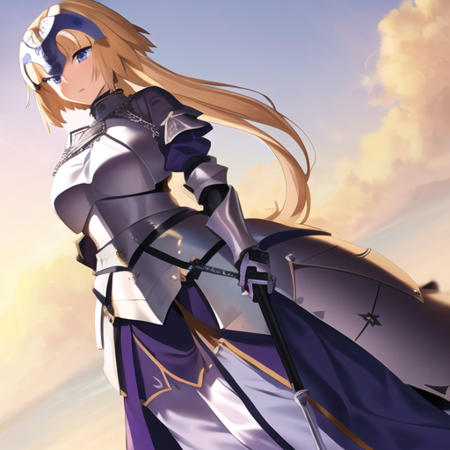 masterpiece, best quality, 1girl, jeanne d'arc (fate), jeanne d'arc (third ascension) (fate), armor, armored dress, <lora:qqq-jeanne_d'arc-v1:0.6>