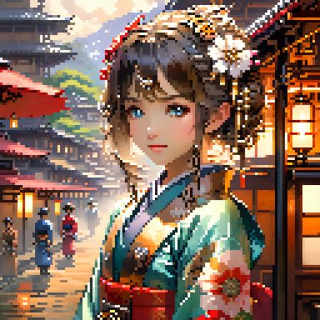 (extremely detailed CG unity 8k wallpaper),(masterpiece),(best quality),(ultra-detailed),(best illustration),(best shadow),(an extremely delicate and beautiful),dynamic angle,floating,finely detail,(bloom),(shine),glinting stars,classic,(painting),(sketch),Taisho steampunk,(steampunk:1.2) (1girl:1.7),(2020s),(cute face:1.3),anime face,((solo)),beautiful detailed face,shiny hair,colorful clothes,(kimono),(Japanese maid),maid dress,maid headdress,hair flower,hair ornament,(Frill),Brass Pocket Watch,extremely delicate and beautiful girls,beautiful detailed eyes,cowboy shot,steam train,building architecture,(Japanese style architecture),(street:1.2), 2d game scene,oil and watercolor painting,<lora:Retro_Illustration:0.75>,