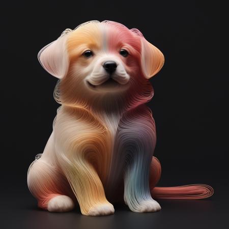 A puppy composed of colored lines, <lora:xd_1-000025:0.6>,xians,