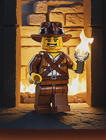 LEGO MiniFig, Indiana Jones with a torch in an ancient tample <lora:lego_v2.0:0.8>, masterpiece, high detail, 8k, high detailed skin, 8k uhd, high quality