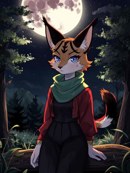 1 girl, Night, Forest:0.8, Full moon
<lora:Miyu:1> MiyuCzar
<lora:Furtastic_Detailer:1> <lora:PK-FurryMix-128:1>