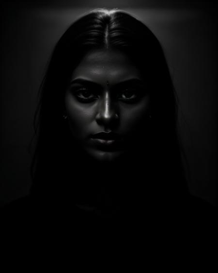 greyscale analog cinematic photo dark photo of desiespresso woman, shallow depth of field, close up, vignette, highly detailed, moody, epic, gorgeous, film, atmospheric haze, dynamic lighting <lora:Desi_Coffee_V3_SD15_LoRA_prodigy_local_regs:0.8>