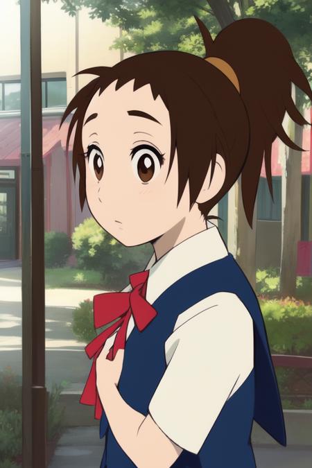 Yoshioka Haru, ponytail, brown eyes, brown hair, Yoshioka Haru,  school uniform, ponytail, 